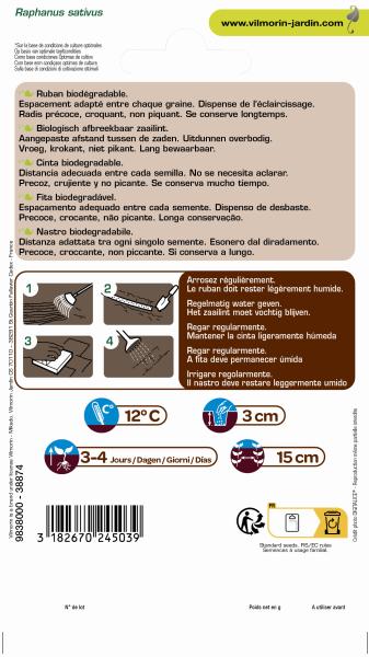 Potagères - Radis Fluo HF1 - Ruban de graines - 5 m  - MEDIA_PACKAGING_VERSO